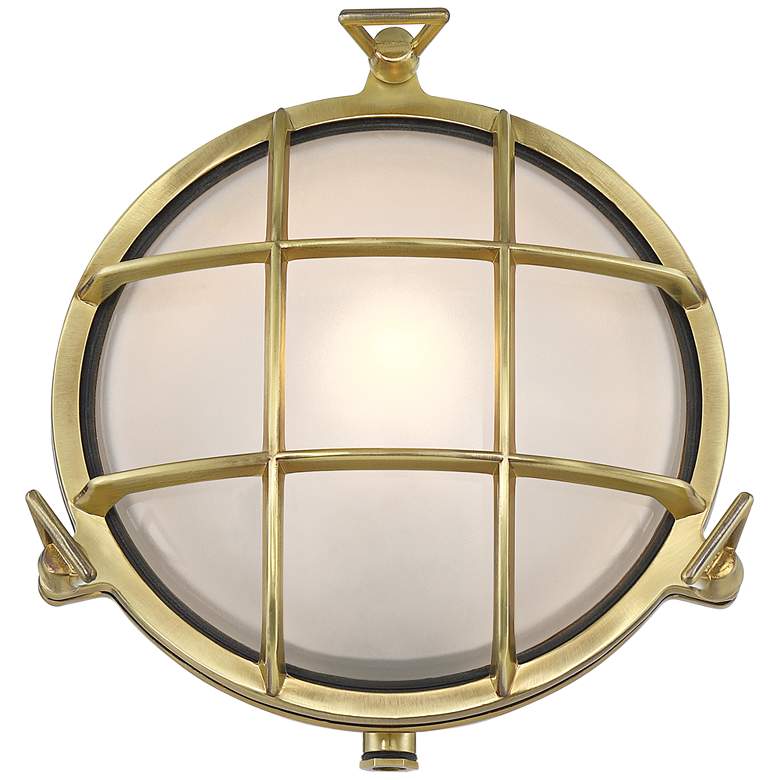 Image 5 Possini Euro Anjali 10" High Brass Bulkhead Outdoor Wall Light more views
