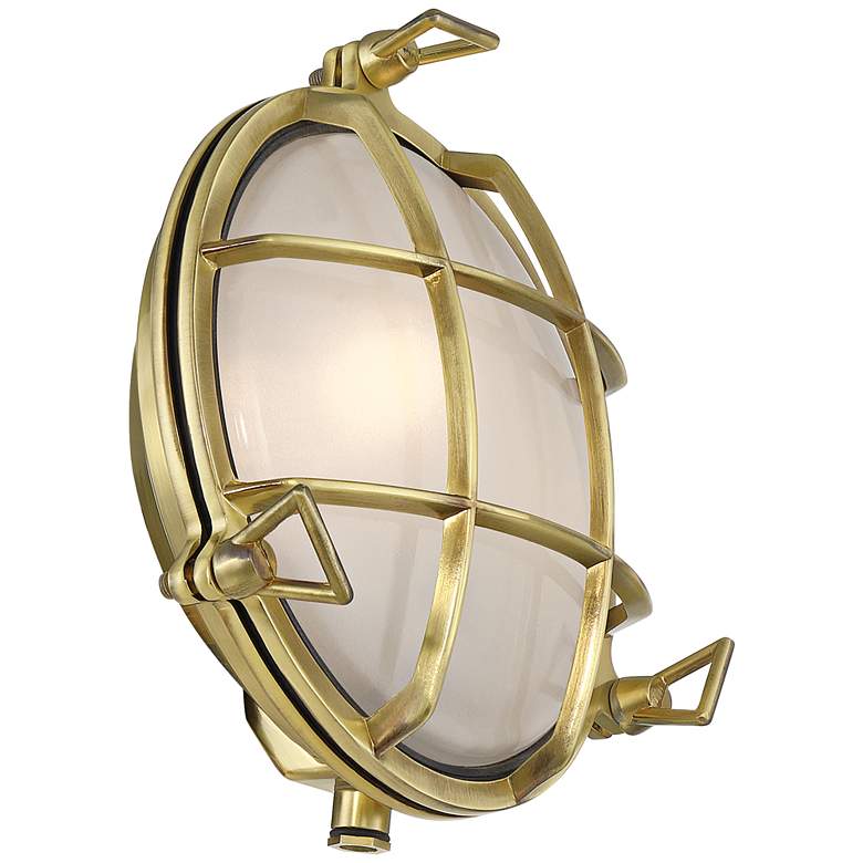 Image 7 Possini Euro Anjali 10" High Brass Bulkhead Outdoor Wall Light more views