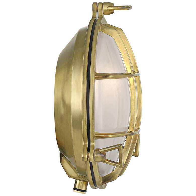 Image 7 Possini Euro Anjali 10"H Brass Bulkhead Outdoor Wall Light Set of 2 more views