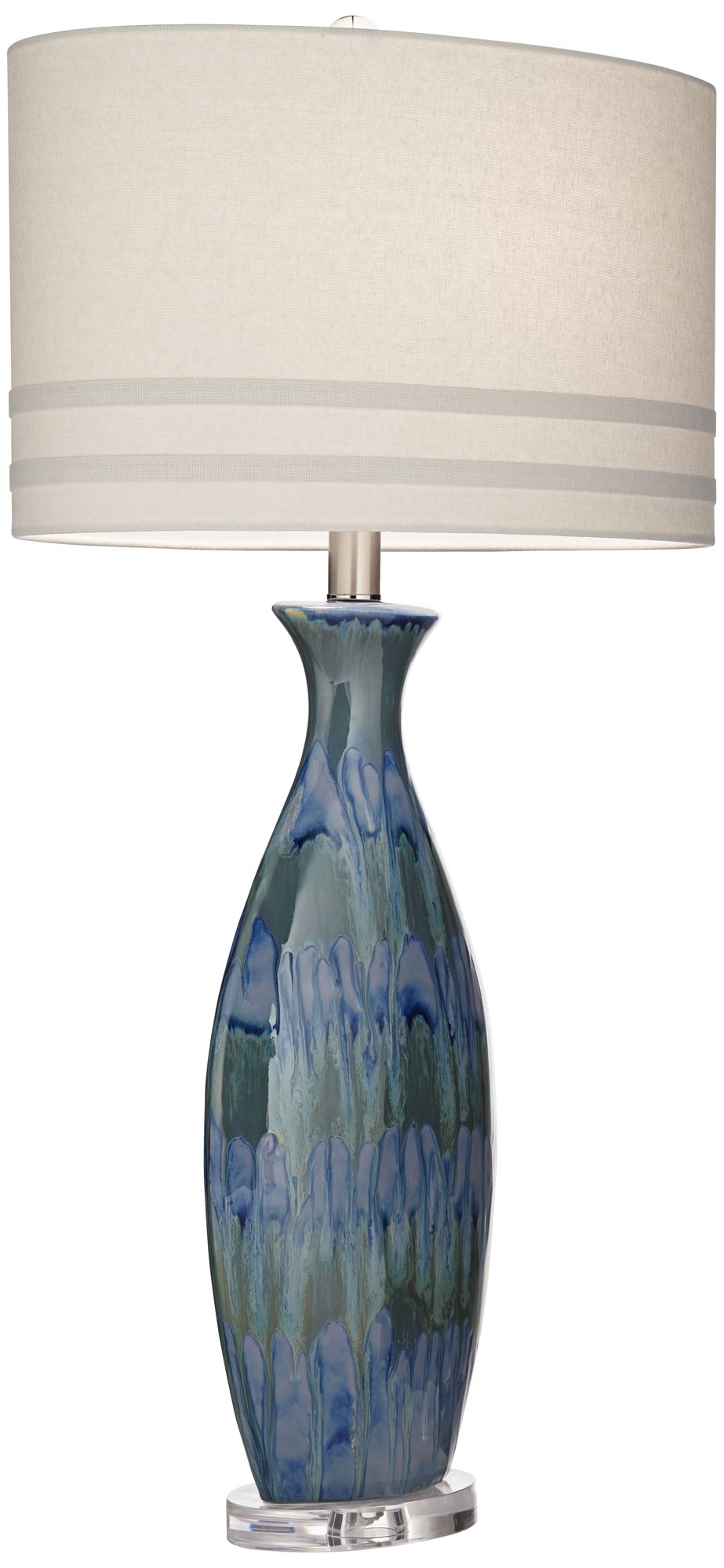 Possini Euro Annette 38" Handcrafted Blue Drip Modern Ceramic Lamp