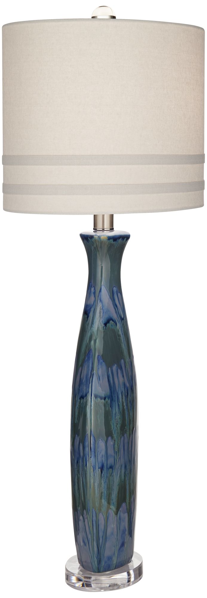 Possini Euro Annette 38" Handcrafted Blue Drip Modern Ceramic Lamp