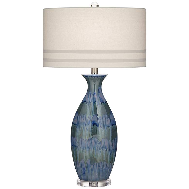 Image 2 Possini Euro Annette 38" High Blue Drip Ceramic Lamp with Dimmer