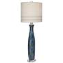 Possini Euro Annette 38" High Blue Drip Ceramic Lamp with Dimmer