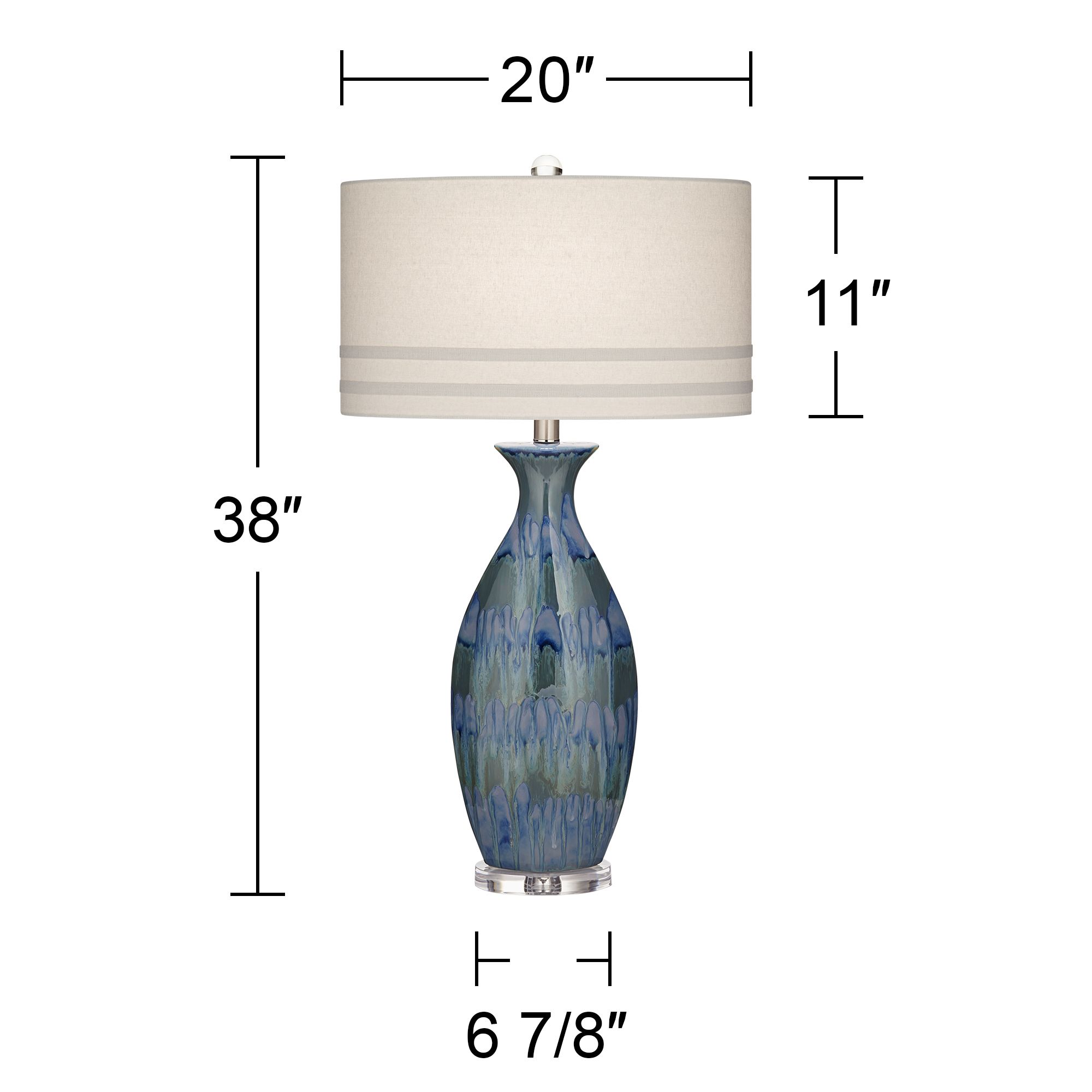 Possini Euro Annette 38" High Blue Drip Ceramic Lamp with Dimmer