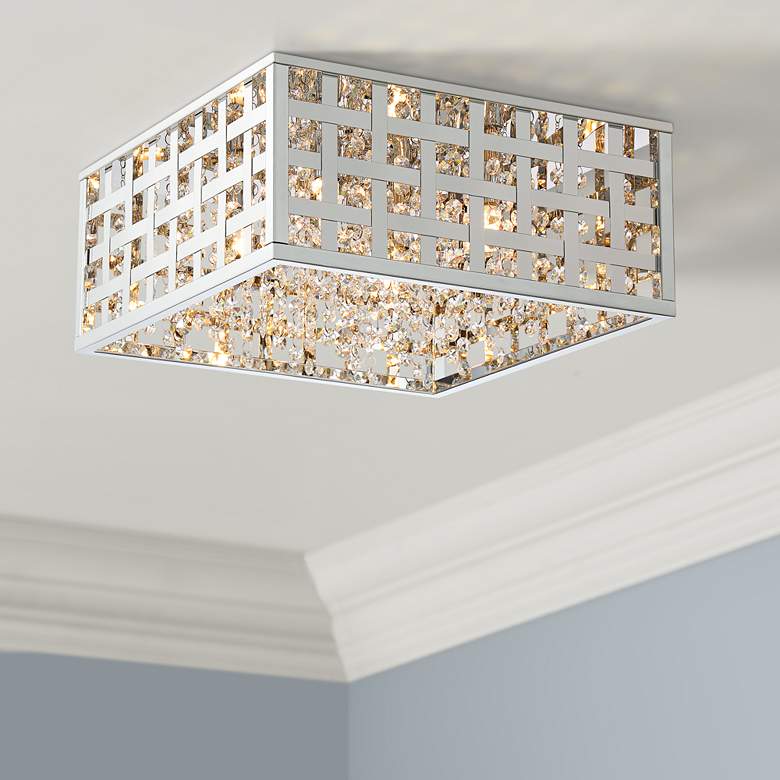 Image 1 Possini Euro Antwerp 15" Wide Chrome LED Ceiling Light