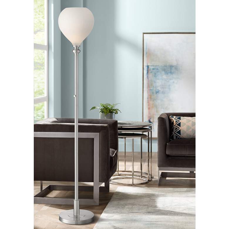 Image 1 Possini Euro Apollo Ribbed Glass Torchiere Floor Lamp