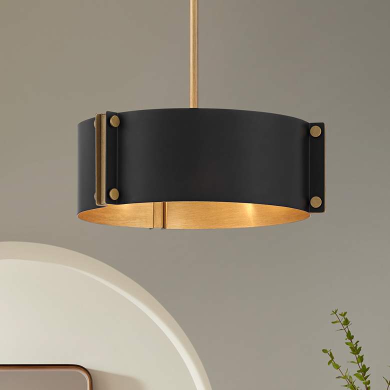 Image 1 Possini Euro Arabela 14" Wide Black and Gold 3-Light Pendant