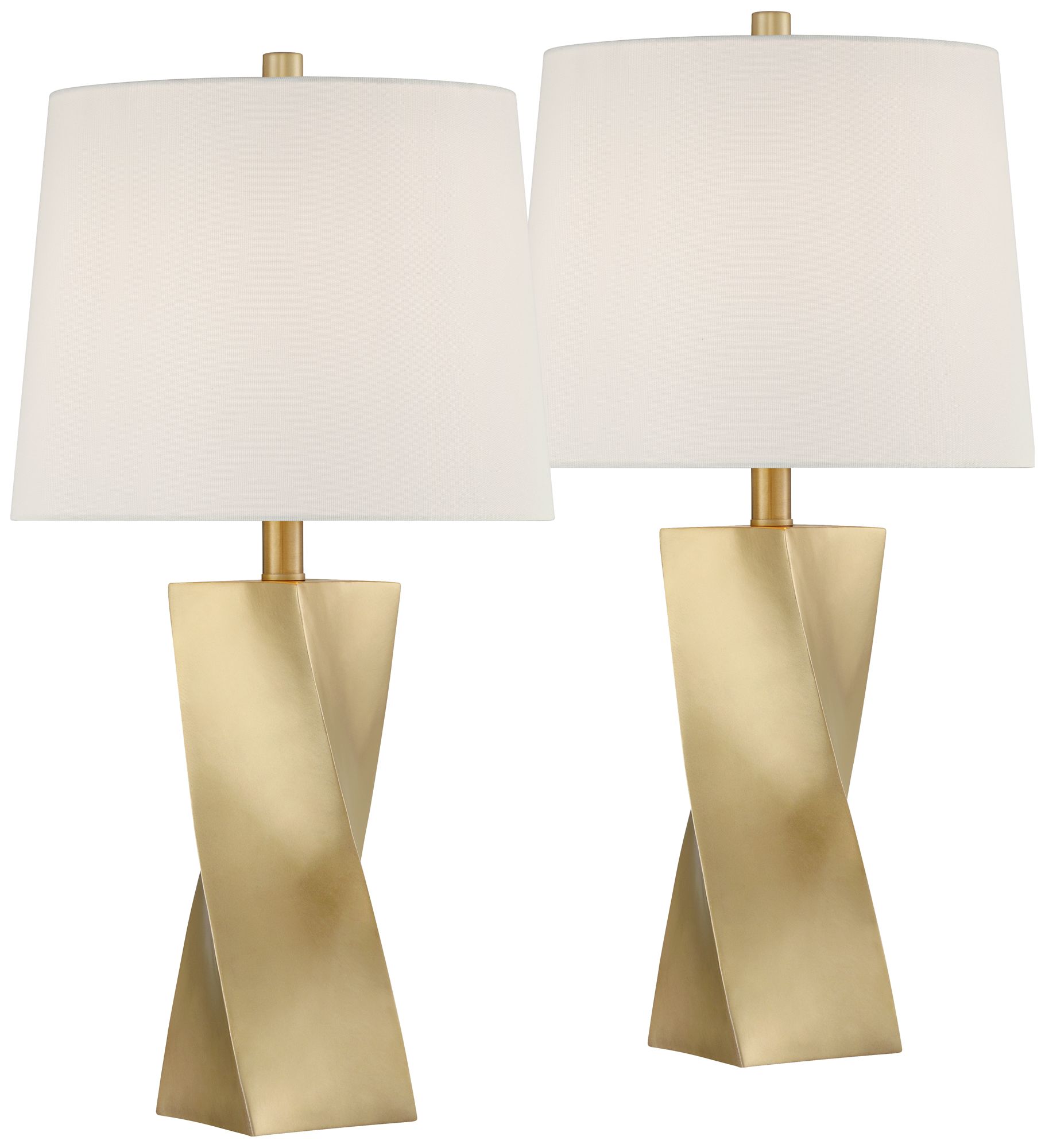 Image 2 Possini Euro Arabella 25" Modern Gold Geometric Table Lamps Set of 2