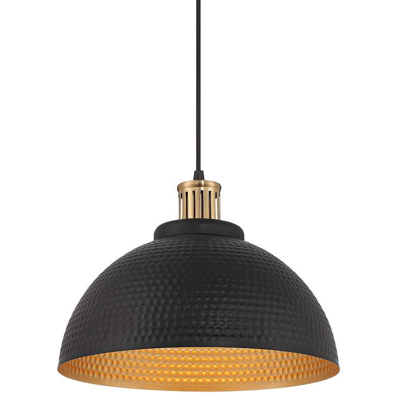 Image 2 Possini Euro Araceli 16" Wide Black and Gold Dome Metal Pendant Light