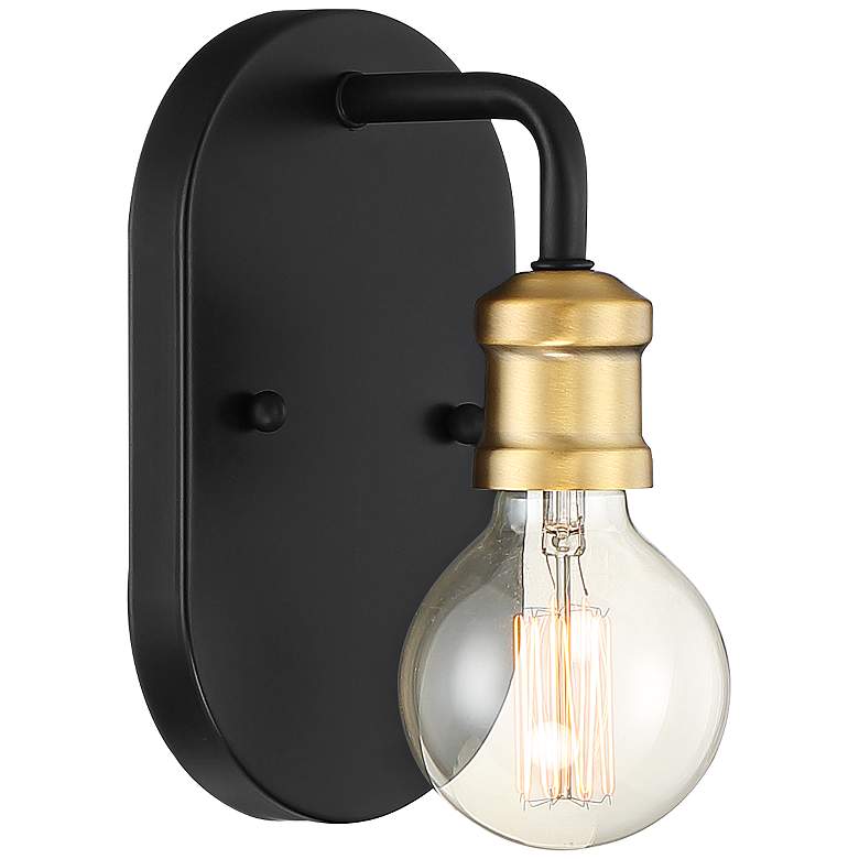 Image 5 Possini Euro Aras 8" High Black and Gold Brass Wall Sconce more views