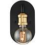 Possini Euro Aras 8" High Black and Gold Brass Wall Sconce