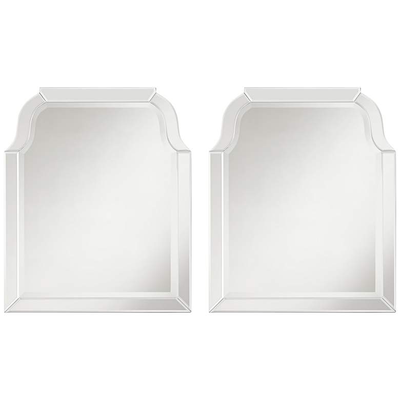 Image 1 Possini Euro Arch 20 inch x 24 inch Frameless Headboard Mirrors Set of 2