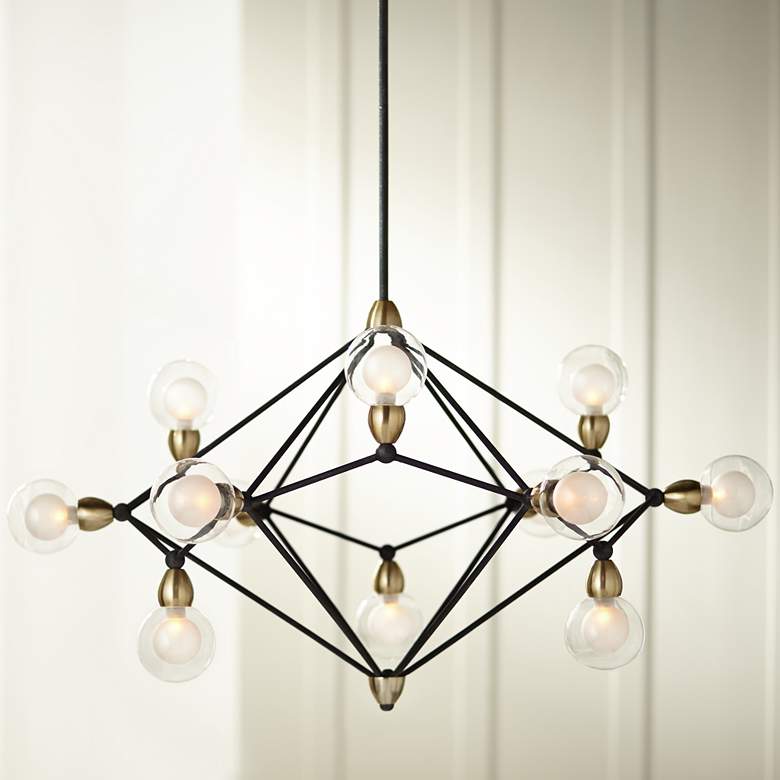 Image 1 Possini Euro Ares 40" Wide Black and Brass 12-Light Pendant