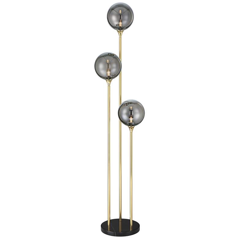 Image 3 Possini Euro Arielle 67" Brass and Gray Bubble Glass Tree Floor Lamp
