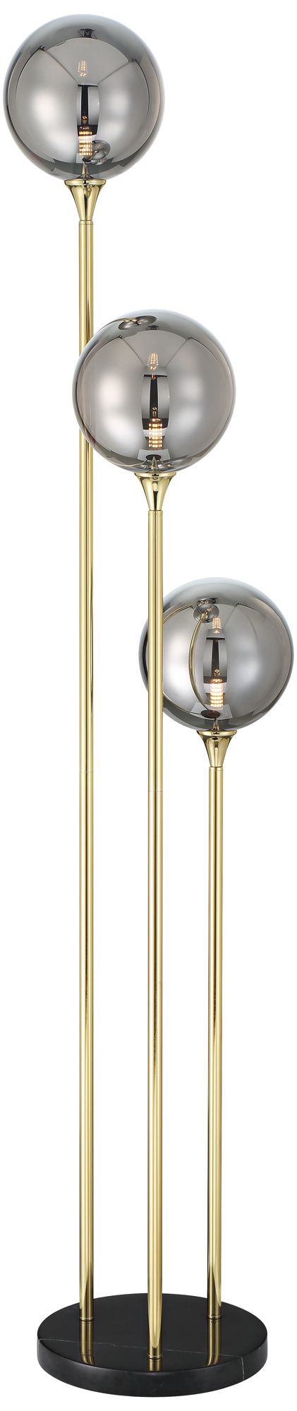 Possini Euro Arielle 67" Brass and Gray Bubble Glass Tree Floor Lamp in scene