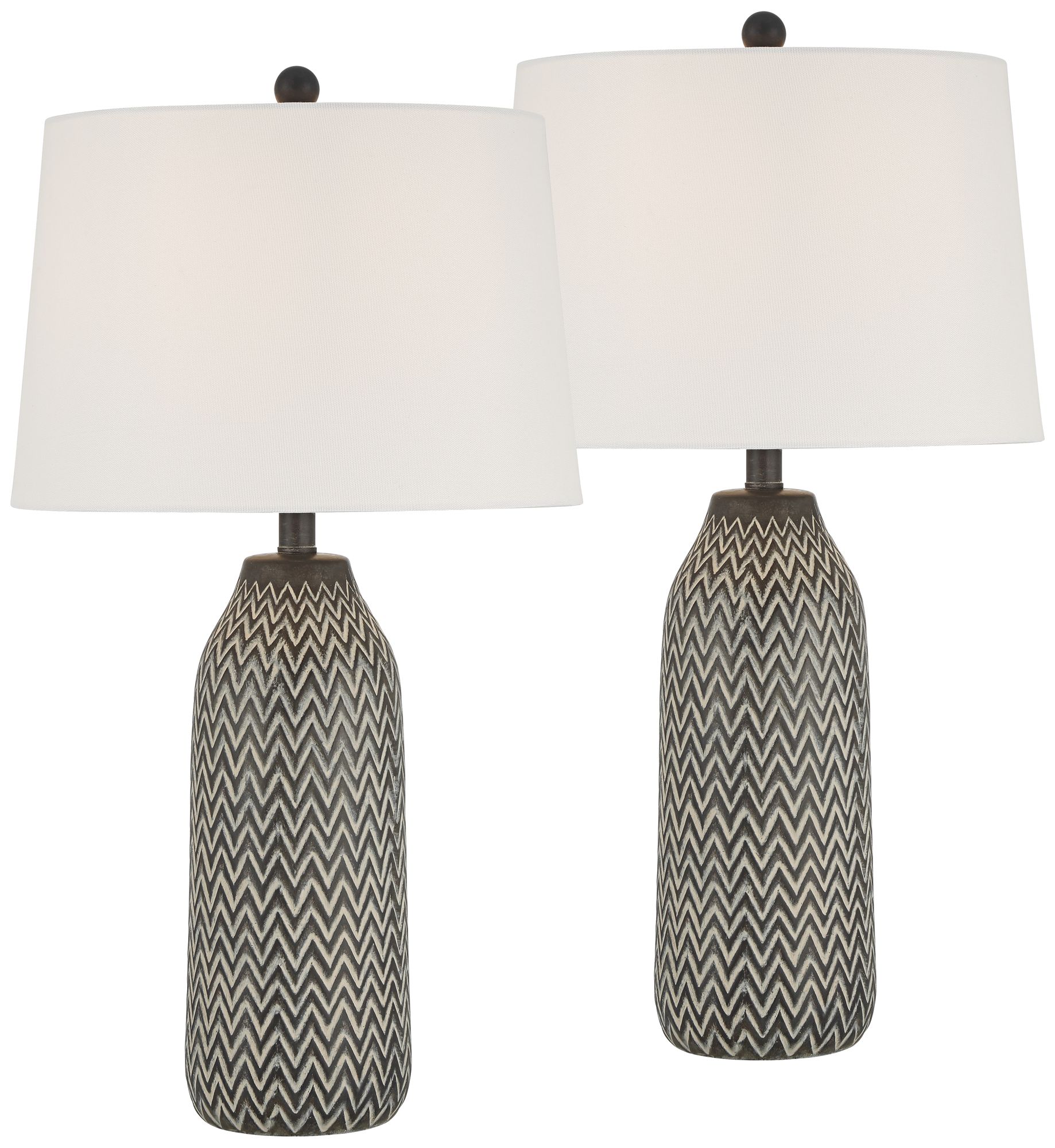Image 2 Possini Euro Arizona 27 1/2" Zig-Zag Black Beige Table Lamps Set of 2
