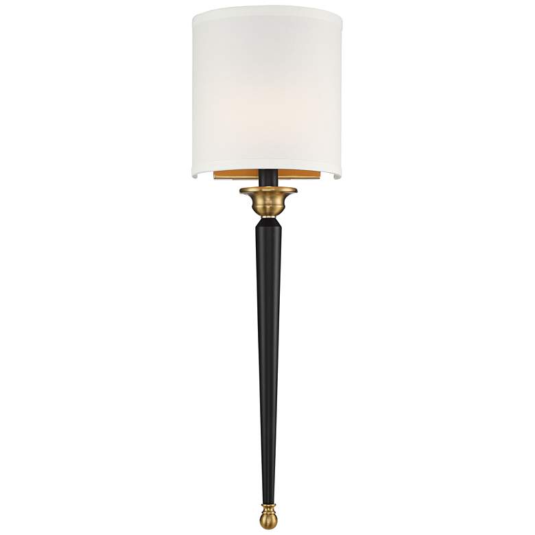 Image 2 Possini Euro Arletta 26 inch High Black and Brass Wall Sconce