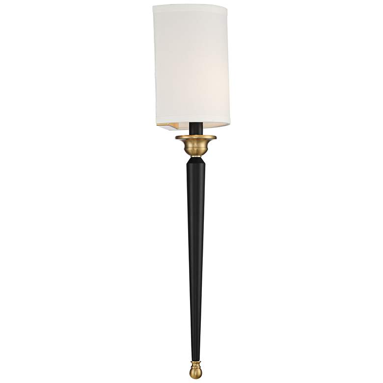 Image 6 Possini Euro Arletta 26 inch High Black and Brass Wall Sconce more views
