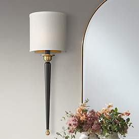 Image1 of Possini Euro Arletta 26" High Classic Black and Brass Wall Sconce