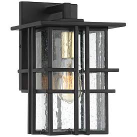 Image2 of Possini Euro Arley 12" High Black and Seeded Glass Outdoor Wall Light