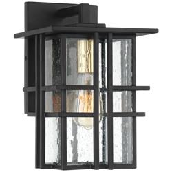 Possini Euro Arley 12&quot; High Black and Seeded Glass Outdoor Wall Light