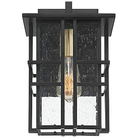 Image4 of Possini Euro Arley 12" High Black and Seeded Glass Outdoor Wall Light more views