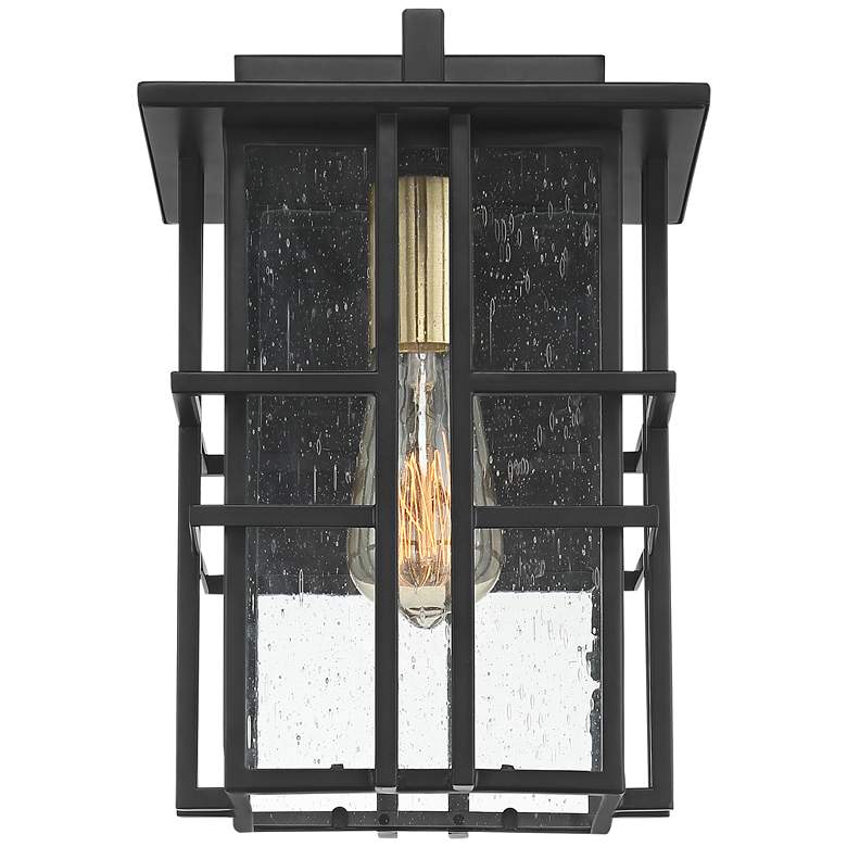 Image 4 Possini Euro Arley 12" High Black and Seeded Glass Outdoor Wall Light more views
