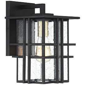 Image5 of Possini Euro Arley 12" High Black and Seeded Glass Outdoor Wall Light more views