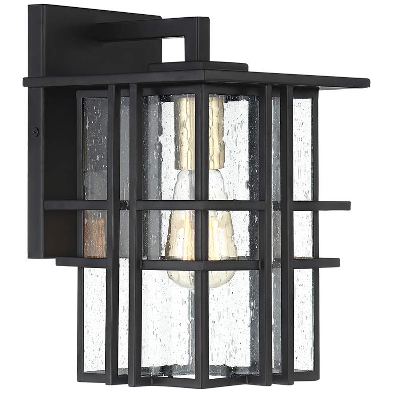 Image 5 Possini Euro Arley 12" High Black and Seeded Glass Outdoor Wall Light more views