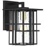 Possini Euro Arley 12" High Black and Seeded Glass Outdoor Wall Light