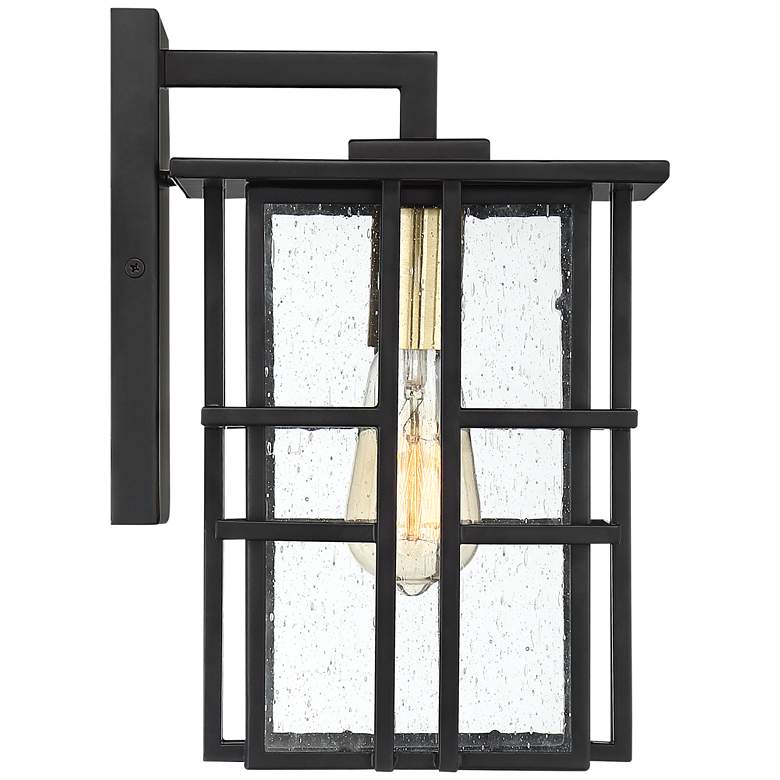 Image 6 Possini Euro Arley 12" High Black and Seeded Glass Outdoor Wall Light more views