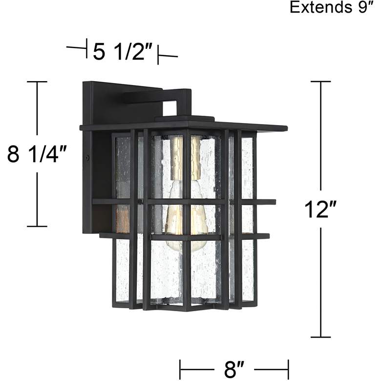 Image 7 Possini Euro Arley 12" High Black and Seeded Glass Outdoor Wall Light more views