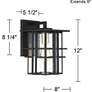 Possini Euro Arley 12" High Black and Seeded Glass Outdoor Wall Light