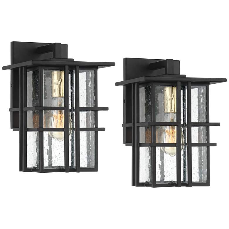 Image 2 Possini Euro Arley 12" High Black Outdoor Wall Light Set of 2