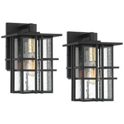 Possini Euro Arley 12" High Black Outdoor Wall Light Set of 2