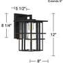 Possini Euro Arley 12" High Black Outdoor Wall Light Set of 2