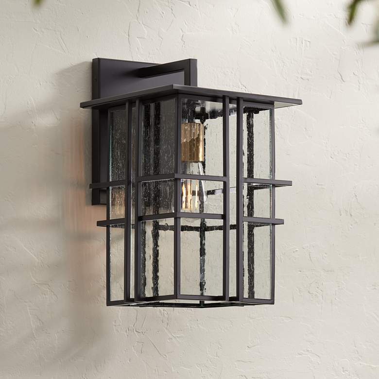Image 1 Possini Euro Arley 16" High Black Outdoor Wall Light