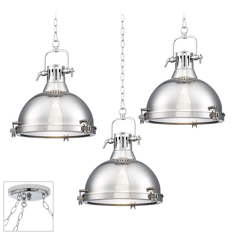 Image 1 Possini Euro Arlo Chrome 3-Light Swag Chandelier