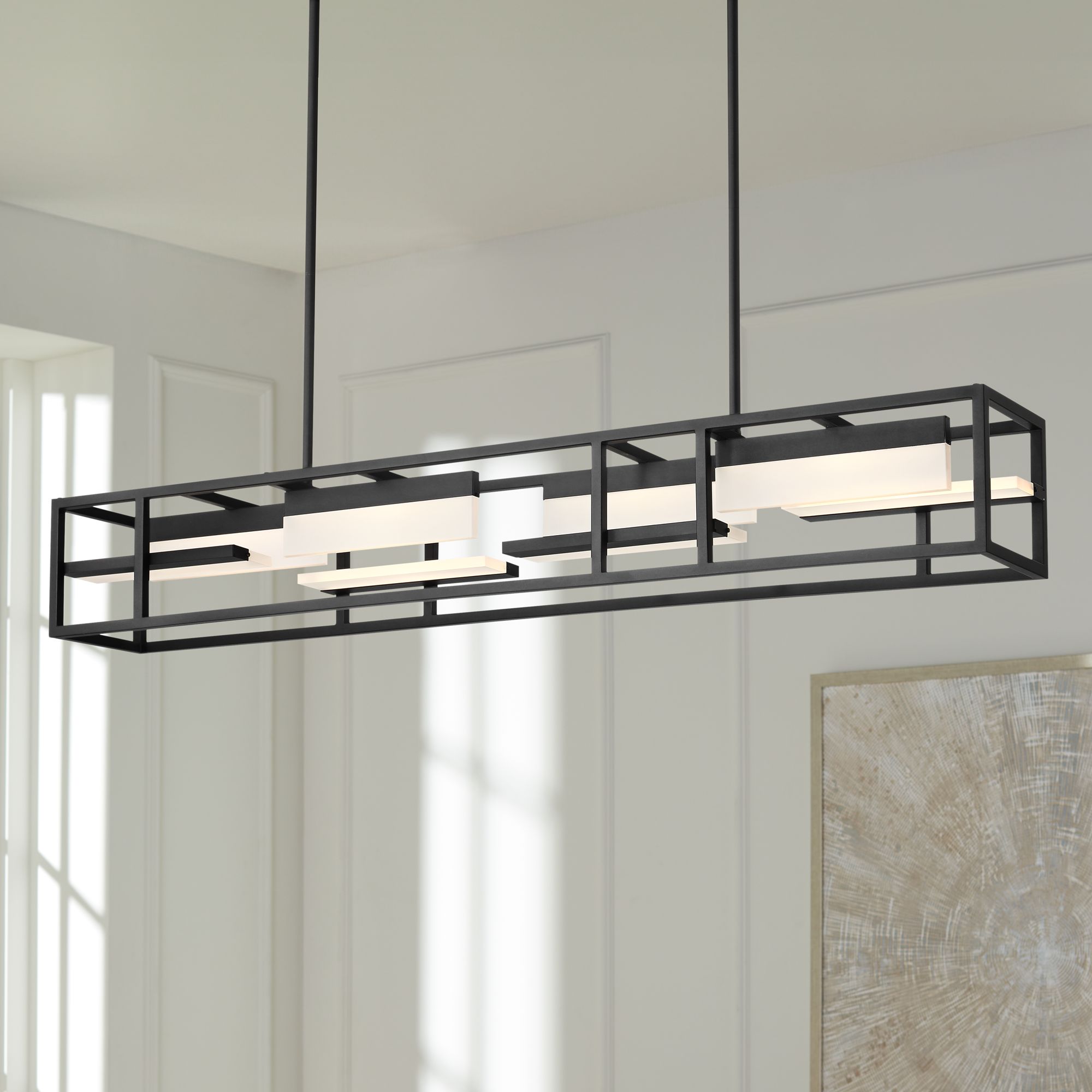 Image Possini Euro Armitage 56" Wide Modern Black Linear LED Chandelier