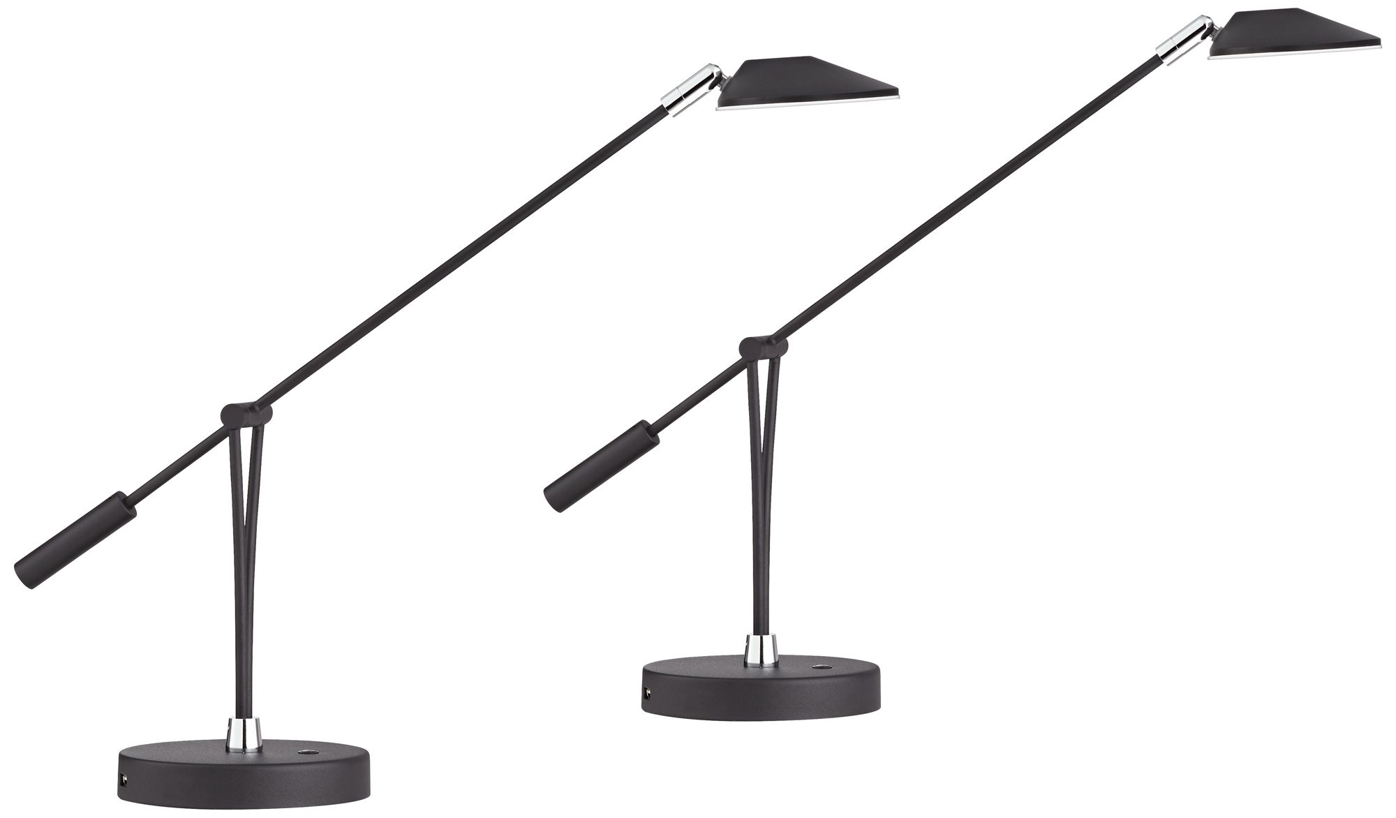 Possini Euro Arnie Satin Black Adjustable LED USB Desk Lamps Set of 2