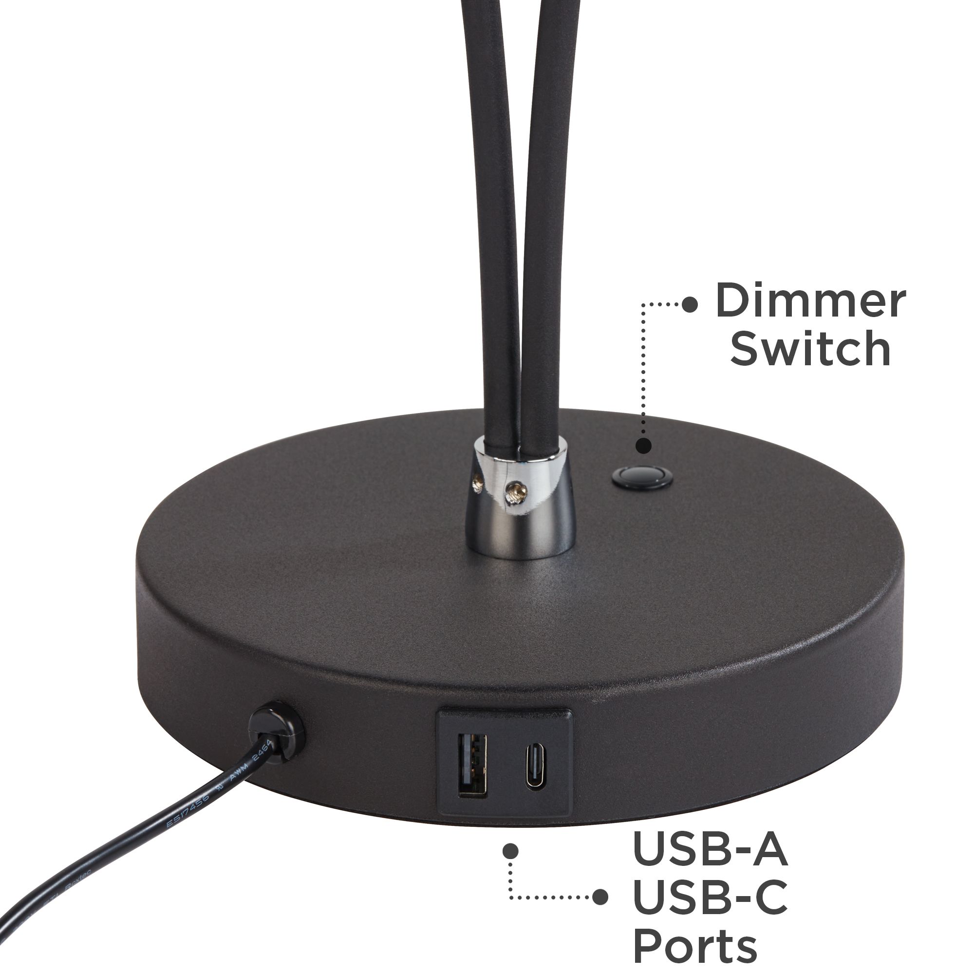 Image 5 Possini Euro Arnie Satin Black Adjustable LED USB Desk Lamps Set of 2 more views