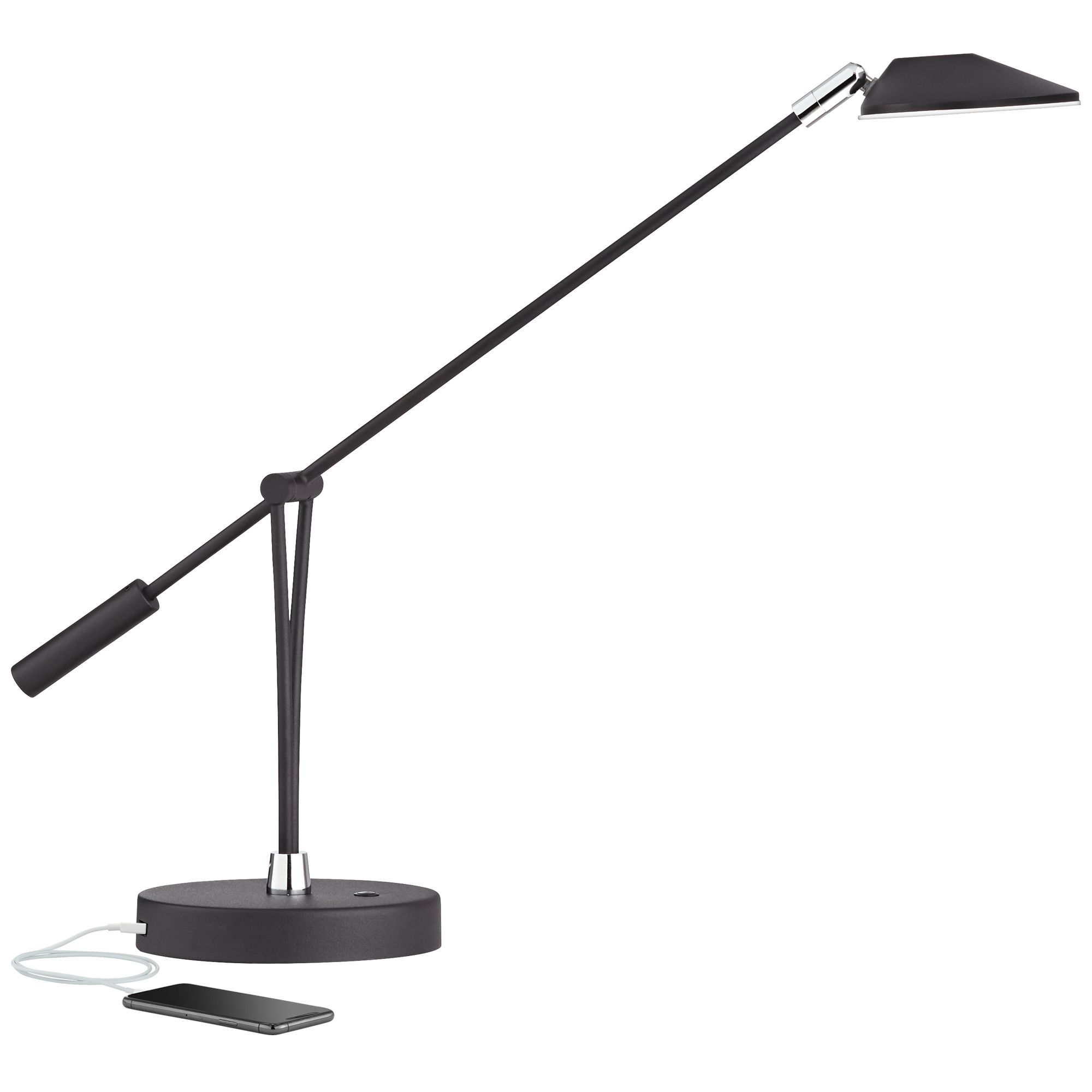 Image 2 Possini Euro Arnie Satin Black Adjustable Modern LED USB Desk Lamp