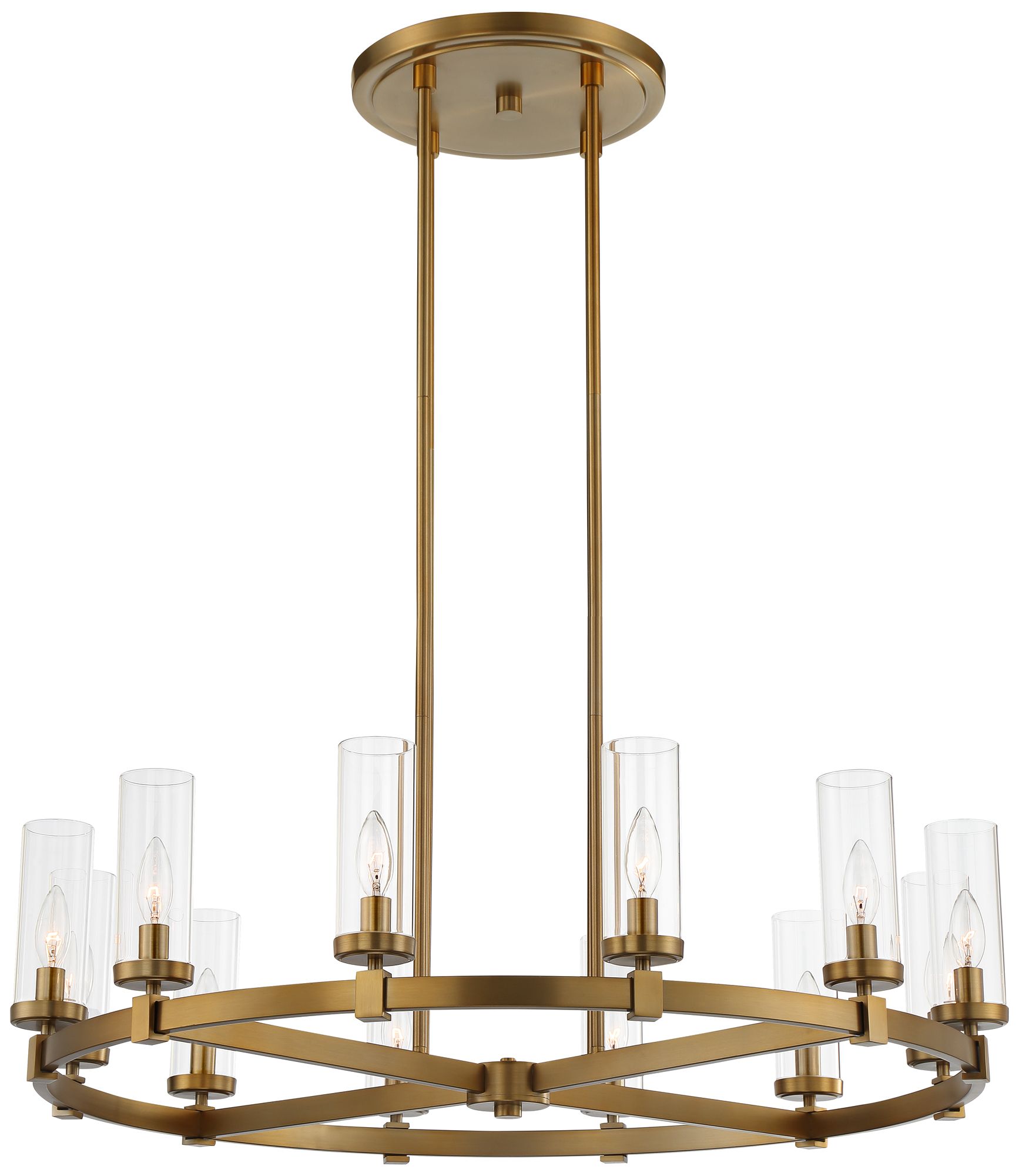 Watch A Video About the Stiffel Aron Brass 12 Light Wagon Wheel Chandelier