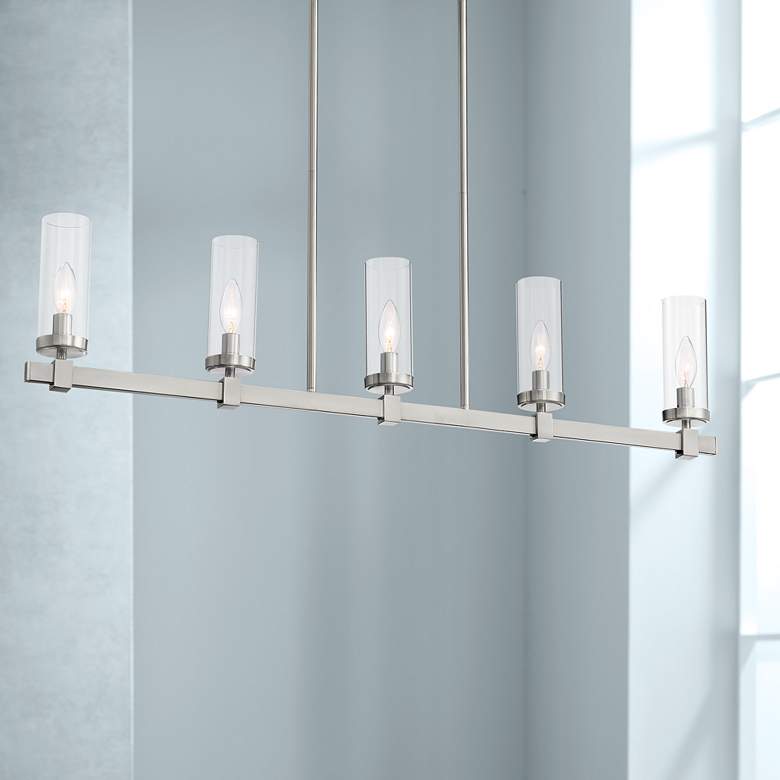Image 1 Possini Euro Aron 40"W Brushed Nickel 5-Light Island Pendant
