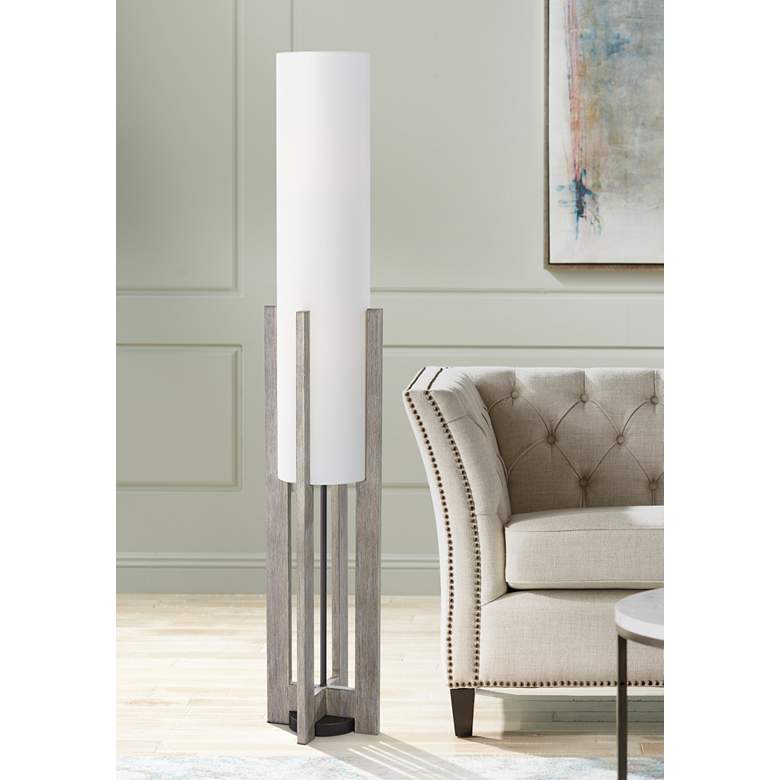 Image 2 Possini Euro Arrista 63" Modern Gray Wash Cylinder Floor Lamp