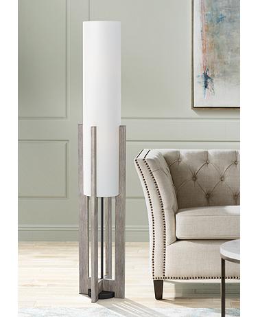 Possini Euro Arrista 63" Modern Gray Wash Cylinder Floor Lamp