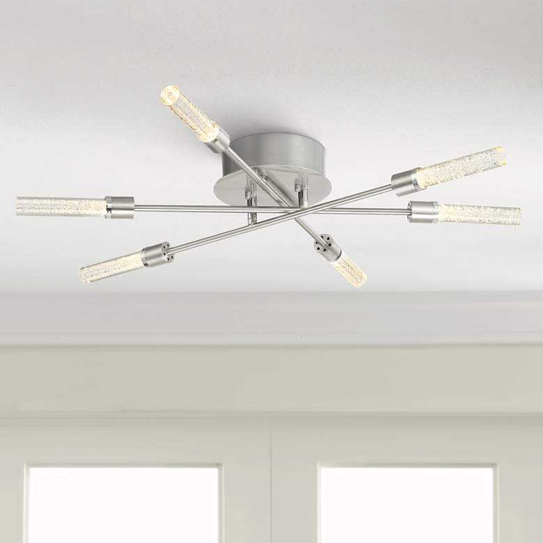 Image 1 Possini Euro Arrow 17" High Brushed Nickel LED Ceiling Light