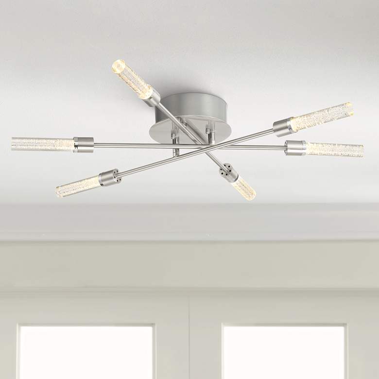 Image 1 Possini Euro Arrow 17 inch High Brushed Nickel LED Ceiling Light