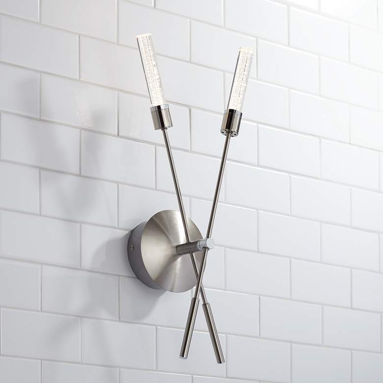 Image 1 Possini Euro Arrow 21 1/2 inchH Brushed Nickel LED Wall Sconce