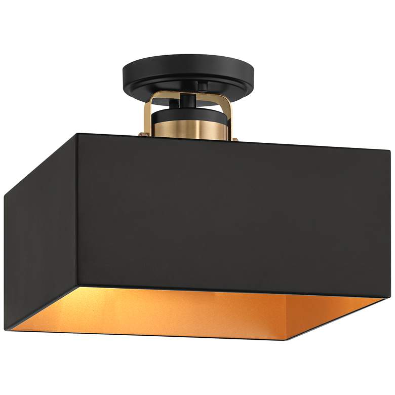 Image 2 Possini Euro Artemis 12" Wide Black and Gold 2-Light Ceiling Light